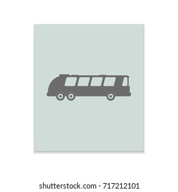 Bus sign Vector black icon on color sticker. Material design