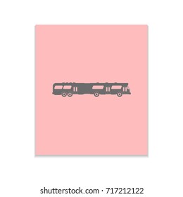 Bus sign Vector black icon on color sticker. Material design