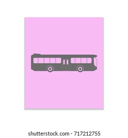 Bus sign Vector black icon on color sticker. Material design