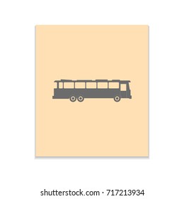 Bus sign Vector black icon on color sticker. Material design