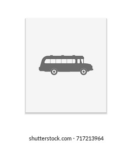 Bus sign Vector black icon on color sticker. Material design