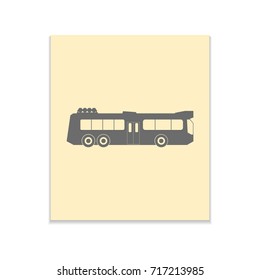 Bus sign Vector black icon on color sticker. Material design