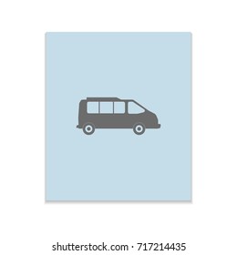 Bus sign Vector black icon on color sticker. Material design