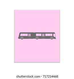 Bus sign Vector black icon on color sticker. Material design