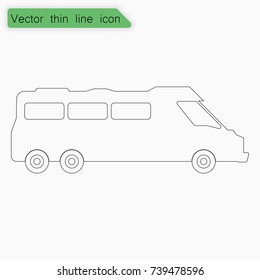 Bus sign. Vector. Line icon on white background.