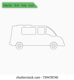 Bus sign. Vector. Line icon on white background.