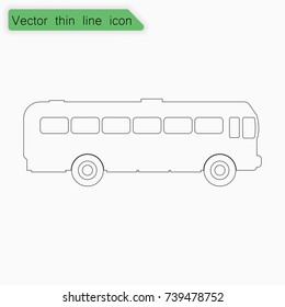 Bus sign. Vector. Line icon on white background.