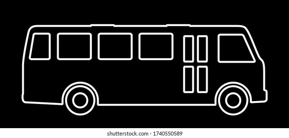 Bus Silhouette auf dunklem Hintergrund. Vector-Abbildung.