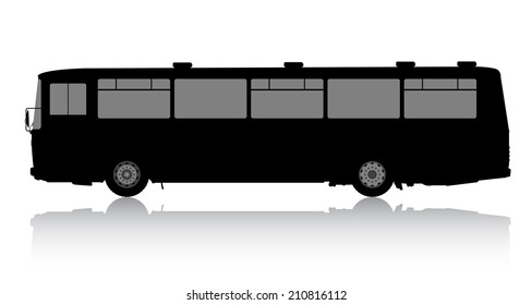 Bus silhouette on a white background. Vector illustration.
