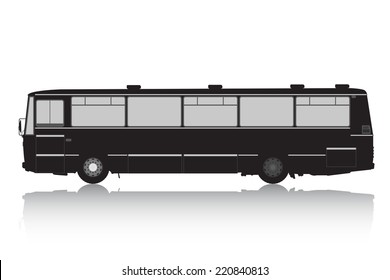 Bus silhouette on a white background. Vector illustration.