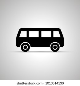 Bus silhouette, simple black phone icon with shadow