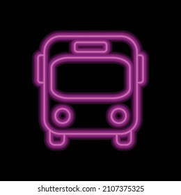 Bus einfach Symbol. Flaches Design. violetter Neon auf schwarzem Hintergrund.ai