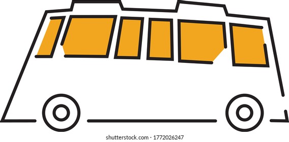 Autobús con líneas simples y acentos amarillos