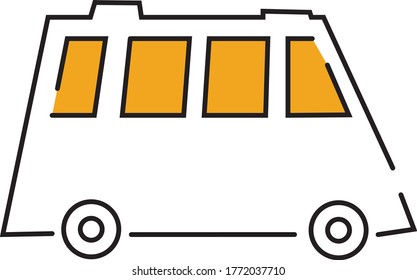 Autobús con líneas simples y acentos amarillos