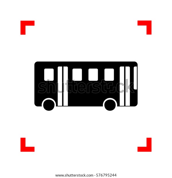 Bus simple sign. Black icon in focus corners on\
white background.\
Isolated.