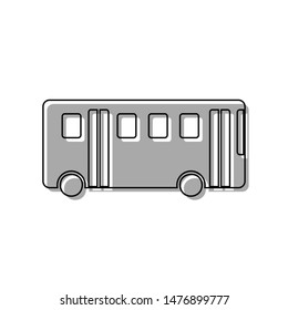 Bus simple sign. Black line icon with gray shifted flat filled icon on white background. Illustration.