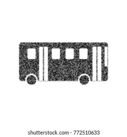 Bus simple sign. Vector. Black icon from many ovelapping circles with random opacity on white background. Noisy. Isolated.