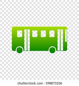 Bus simple sign. Vector. Green gradient icon on transparent background.