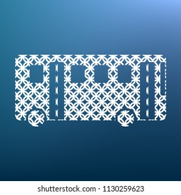 Bus simple sign. Vector. White textured icon at lapis lazuli gradient background.