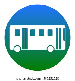 Bus simple sign. Vector. White icon in bluish circle on white background. Isolated.