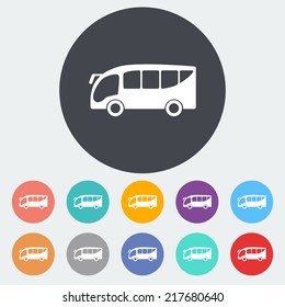 Bus. Single flat icon on the circle. Vector illustration.
