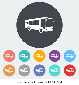 Bus. Single flat icon on the circle. Vector illustration.