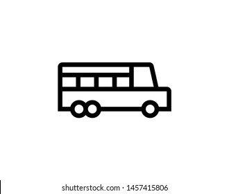 Bus single icon. Black vector outline pictogram for web design. Isoleted sing for website on whiite background. Flat monochrome transport symbol.  
