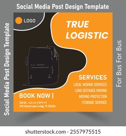 Bus Social Media Post Design Template. Journey Together: Travel Comfortably with Us, Redefining Bus Travel: Safe, Comfortable, Reliable, On the Road Again: Your Trusted Bus Service.