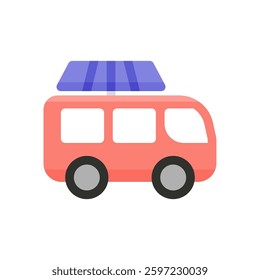 bus with solar panel flat icon illustration