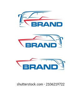 bus and speed boat logos with red and blue colors