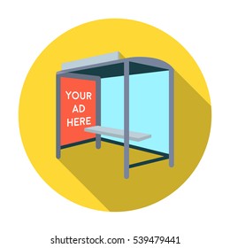 Bus station advertising icon in flat style isolated on white background. Advertising symbol stock vector illustration.