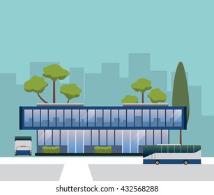 BUS STATION  building vector design