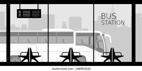 Bus station. Flat design. isolated on white background