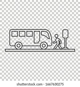 Bus station icon in flat style. Auto stop vector illustration on white isolated background. Autobus vehicle business concept.