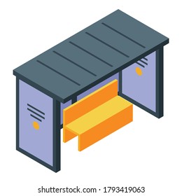 Bus station icon. Isometric of bus station vector icon for web design isolated on white background
