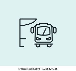 Bus station icon line isolated on clean background. Bus station icon concept drawing icon line in modern style. Vector illustration for your web mobile logo app UI design.