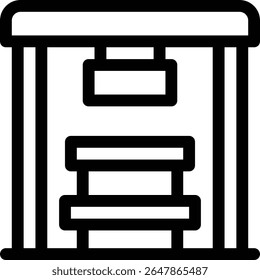 Bus station icon with line and simple style

