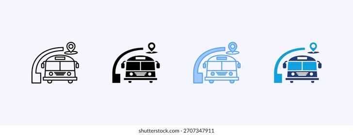 Conjunto de iconos de estación de autobús Elemento de Colección de estilo múltiple para diseño