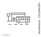 bus station icon, bus stop, thin line web symbols on white background - editable stroke vector illustration eps10