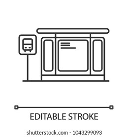 Bus station linear icon. Thin line illustration. Contour symbol. Vector isolated outline drawing. Editable stroke