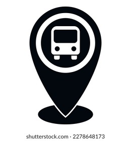 Icono de ubicación de estación de bus vector simple. Traslado al aeropuerto. Tráfico de hoteles