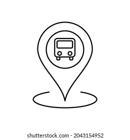 bus station map pin line icon vector design, editable stroke line icon