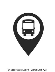 Bus station map pin. Bus station location pin. GPS bus location symbol for apps and websites stock illustration