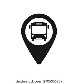 Mapa de la estación de autobuses pin. Pin de ubicación de la estación de autobuses. Símbolo de la ubicación del autobús de GPS para los App y los Sitios web aislados en el fondo blanco
