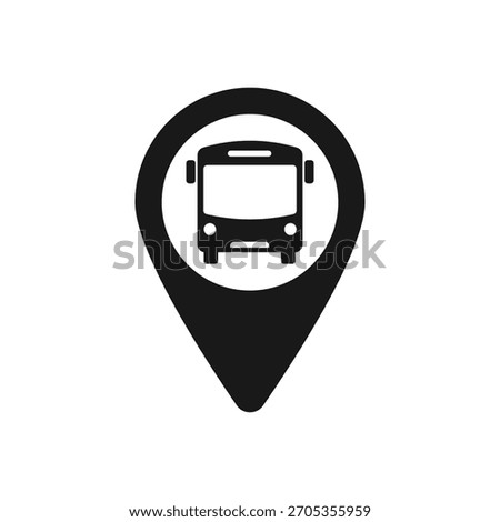 Bus station map pin. Bus station location pin. GPS bus location symbol for apps and websites isolated on white background
