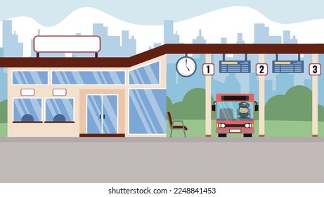 Bus station platform and bus
