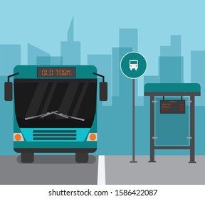 Bus Station with Rapid Bus, Platform and Signboards.