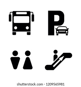 Bus Station. Simple Related Vector Icons Set for Video, Mobile Apps, Web Sites, Print Projects and Your Design. Bus Station icon Black Flat Illustration on White Background.
