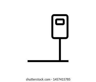 Bus station single icon. Black vector outline pictogram for web design. Isoleted sing for website on whiite background. Flat monochrome transport symbol.  