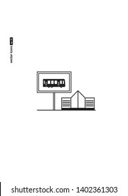 Bus station - vector icon on white background. Symbol for web, infographics, print design and mobile UX/UI kit. Vector illustration, EPS10.